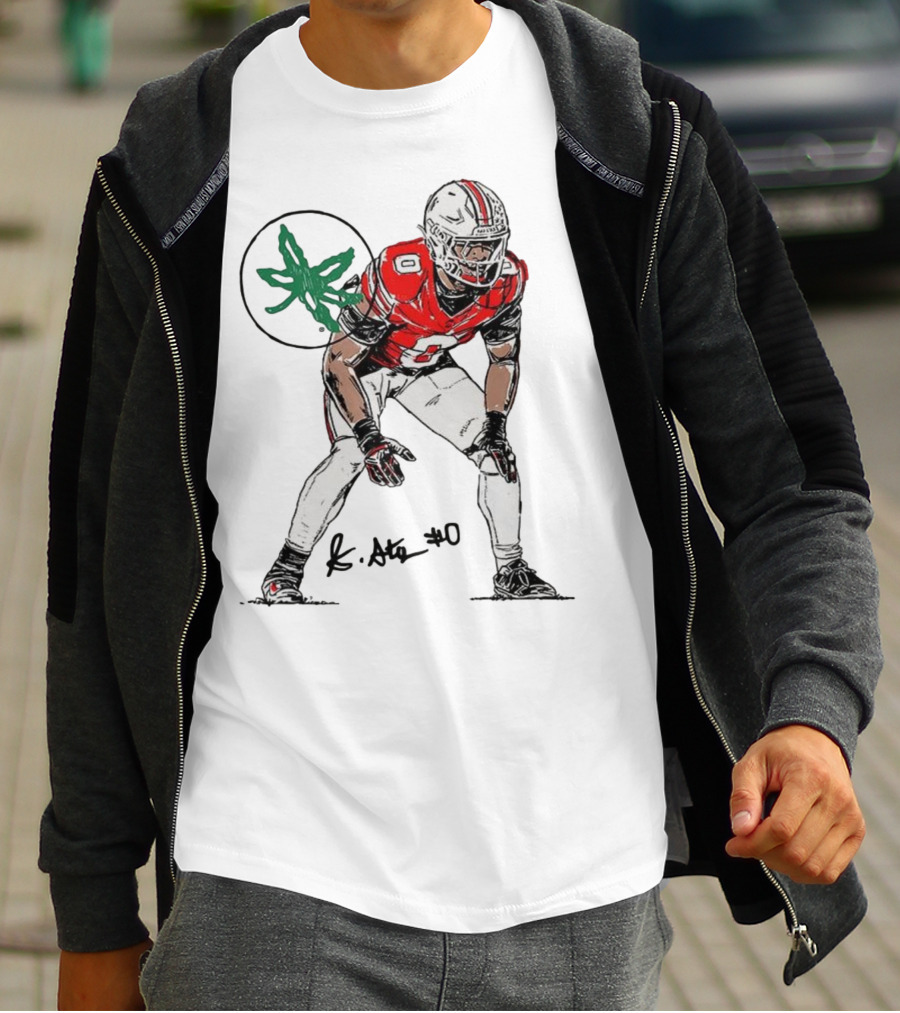Sonny Styles Ohio State Buckeyes Football Number 0 Player With Signature And Leaf Symbol T-Shirt