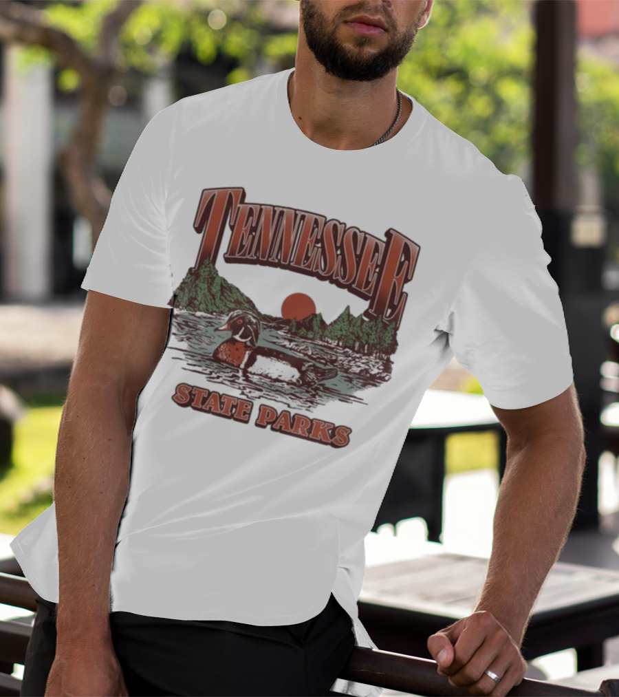 Tennessee State Parks Wood Duck With Scenic Forest And River Scene T-Shirt