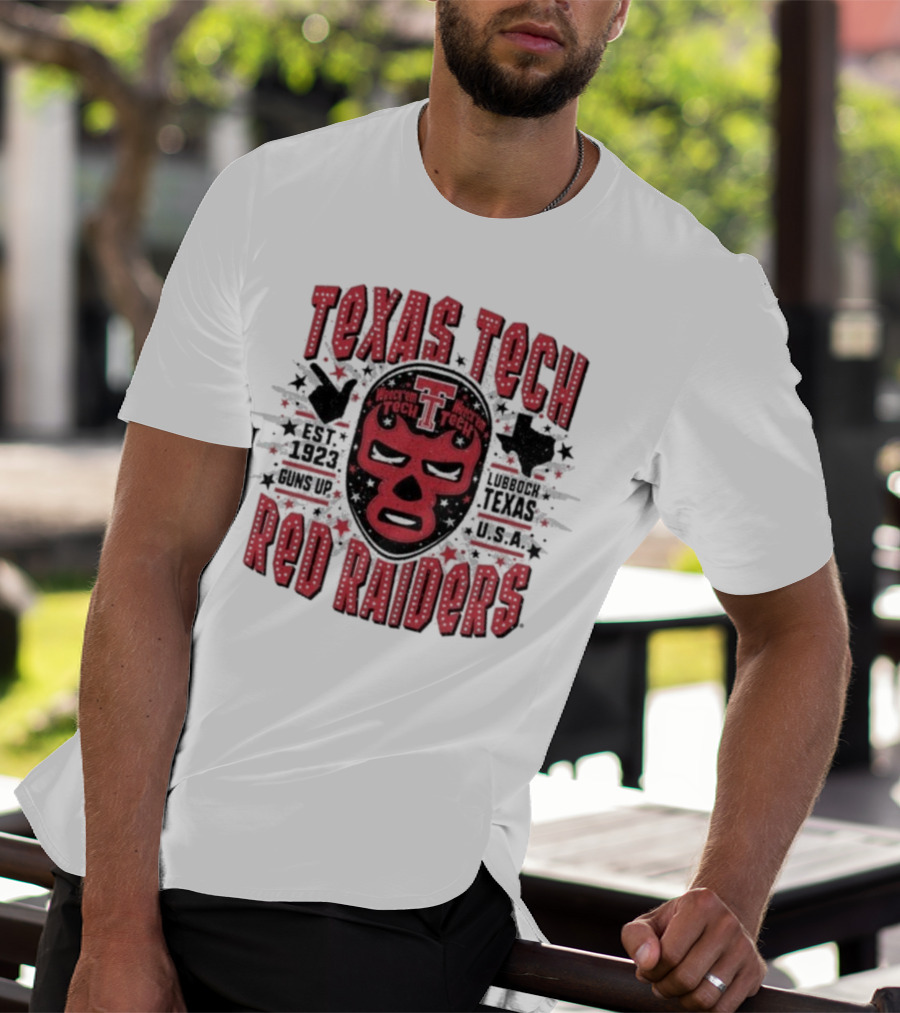 Texas Tech Red Raiders Lubbock Texas USA Luchador Mask Guns Up Est 1923 Iconic Symbol T-Shirt