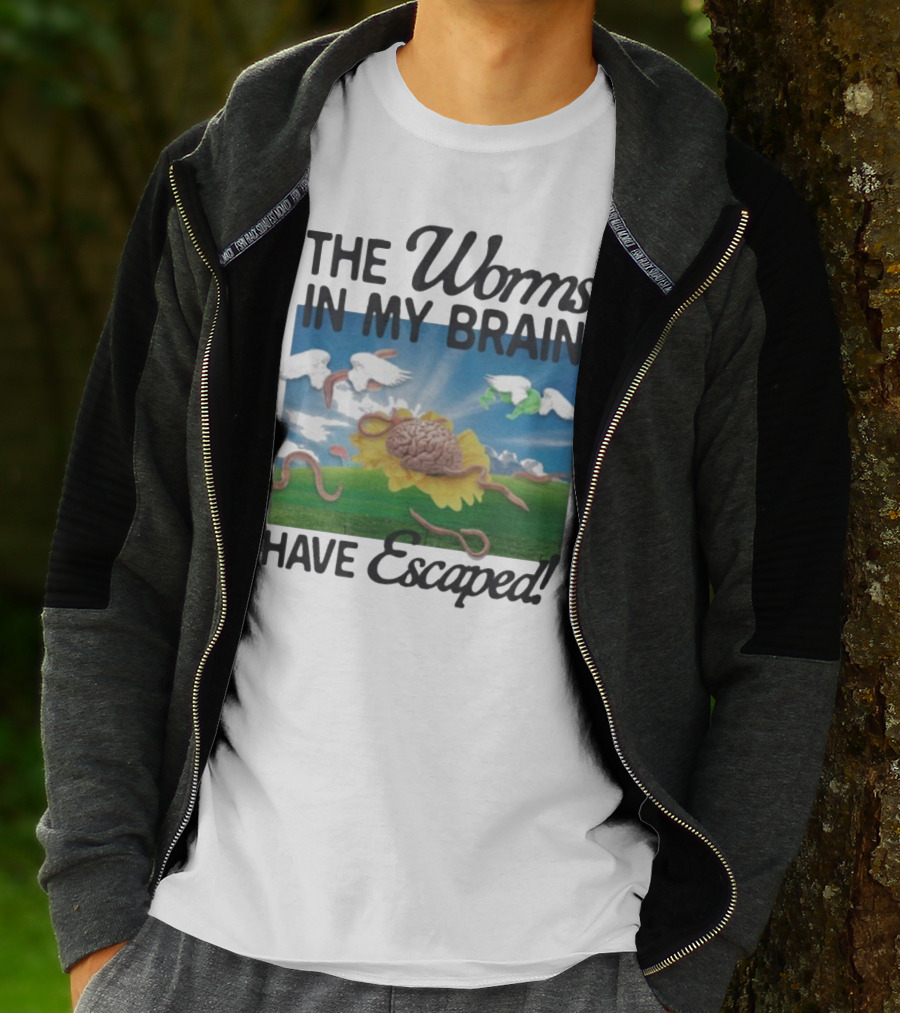 The Worms In My Brain Have Escaped Flying Brain Wings Clouds Sunflower T-Shirt