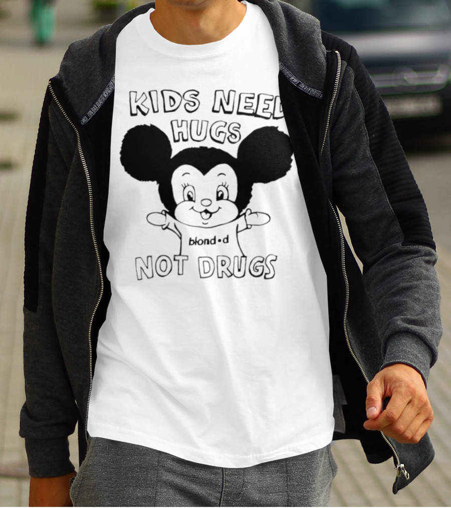 Kids Need Hugs Not Drugs Mouse Ears Cartoon Style T-Shirt