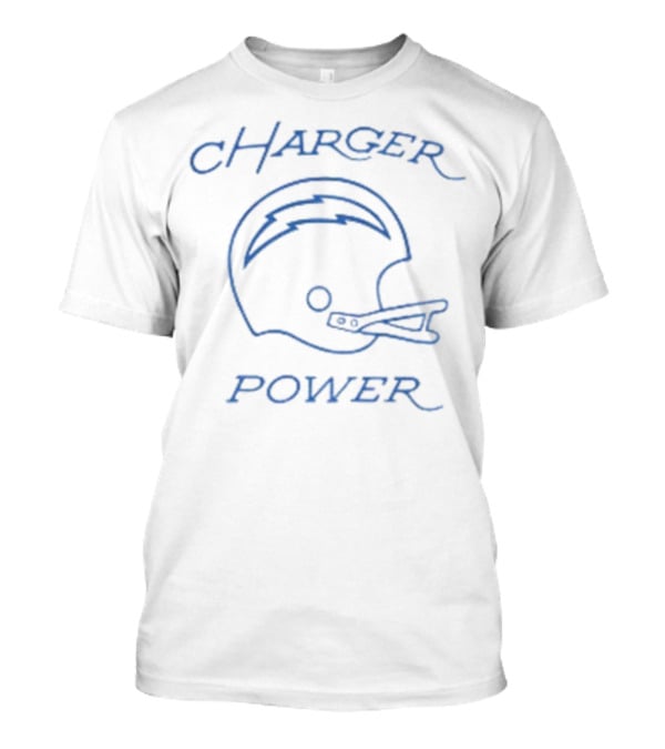 Los Angeles Chargers Helmet With Charger Power Text T-Shirt