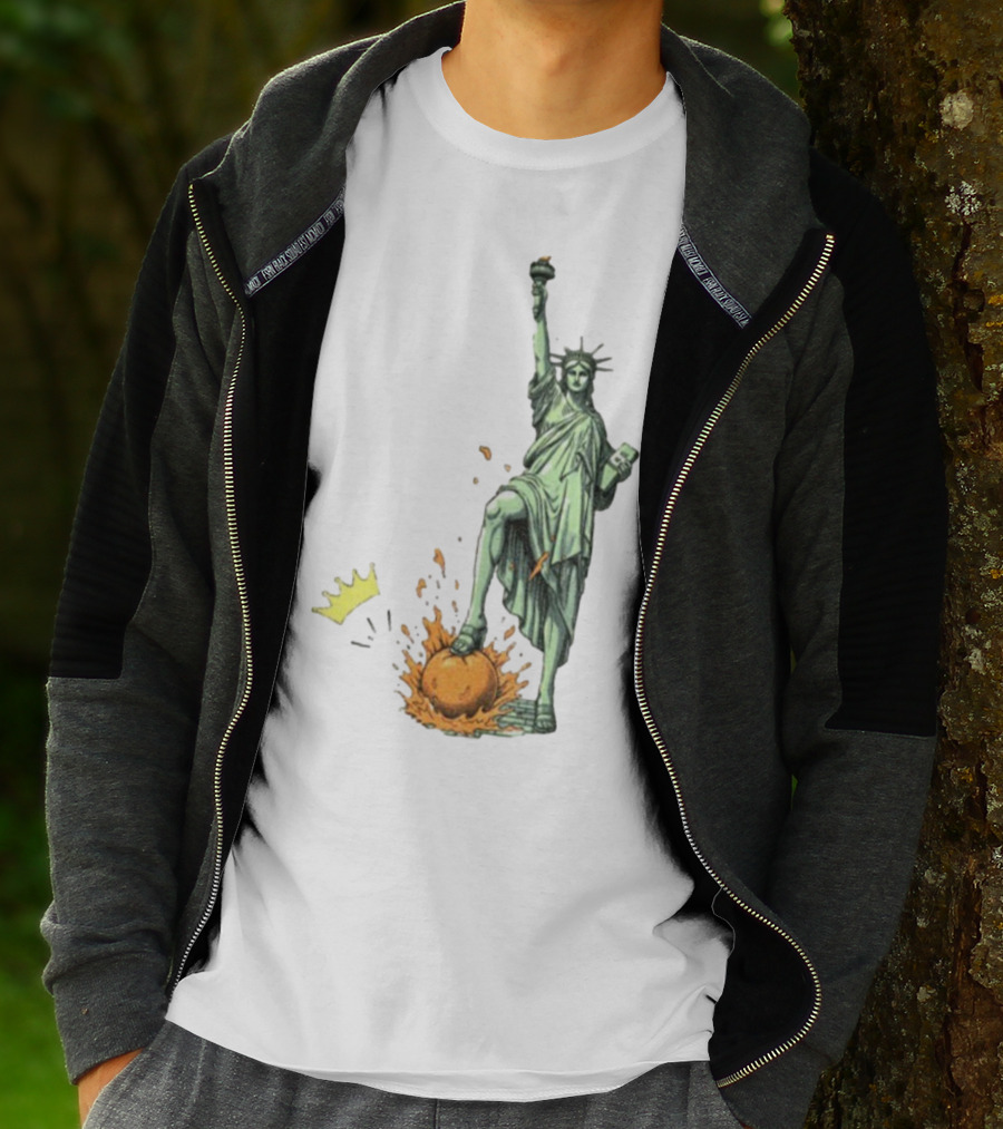 No Kings In America Statue Of Liberty Crown Orange Anti Trump Vintage T-Shirt