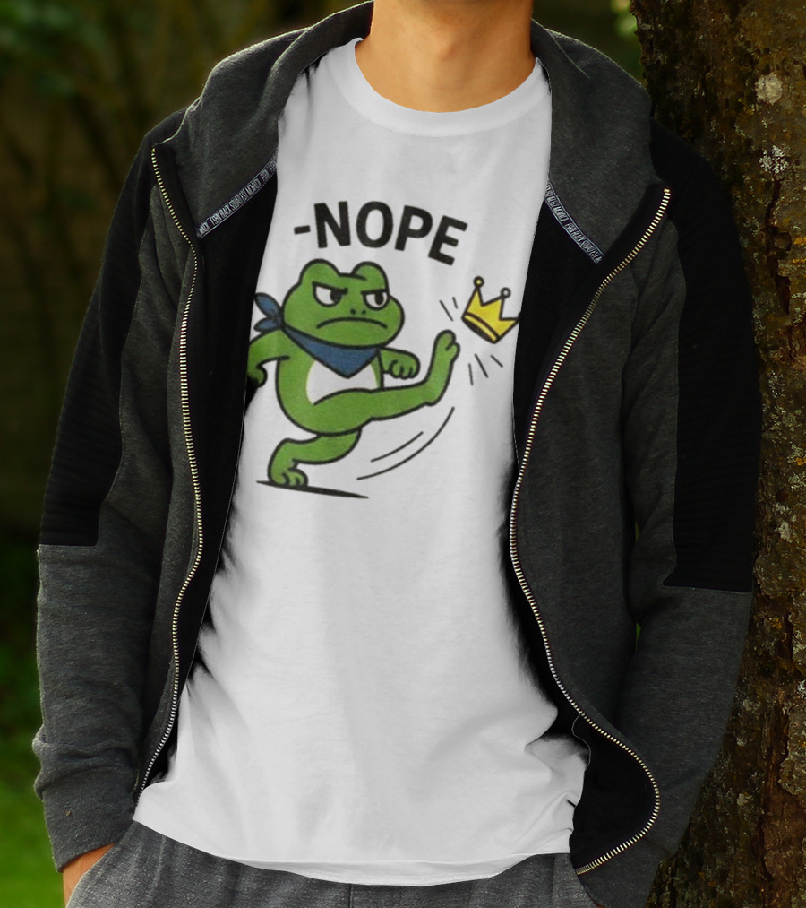 Portland Frog Nope Kicking Crown Political Meme T-Shirt