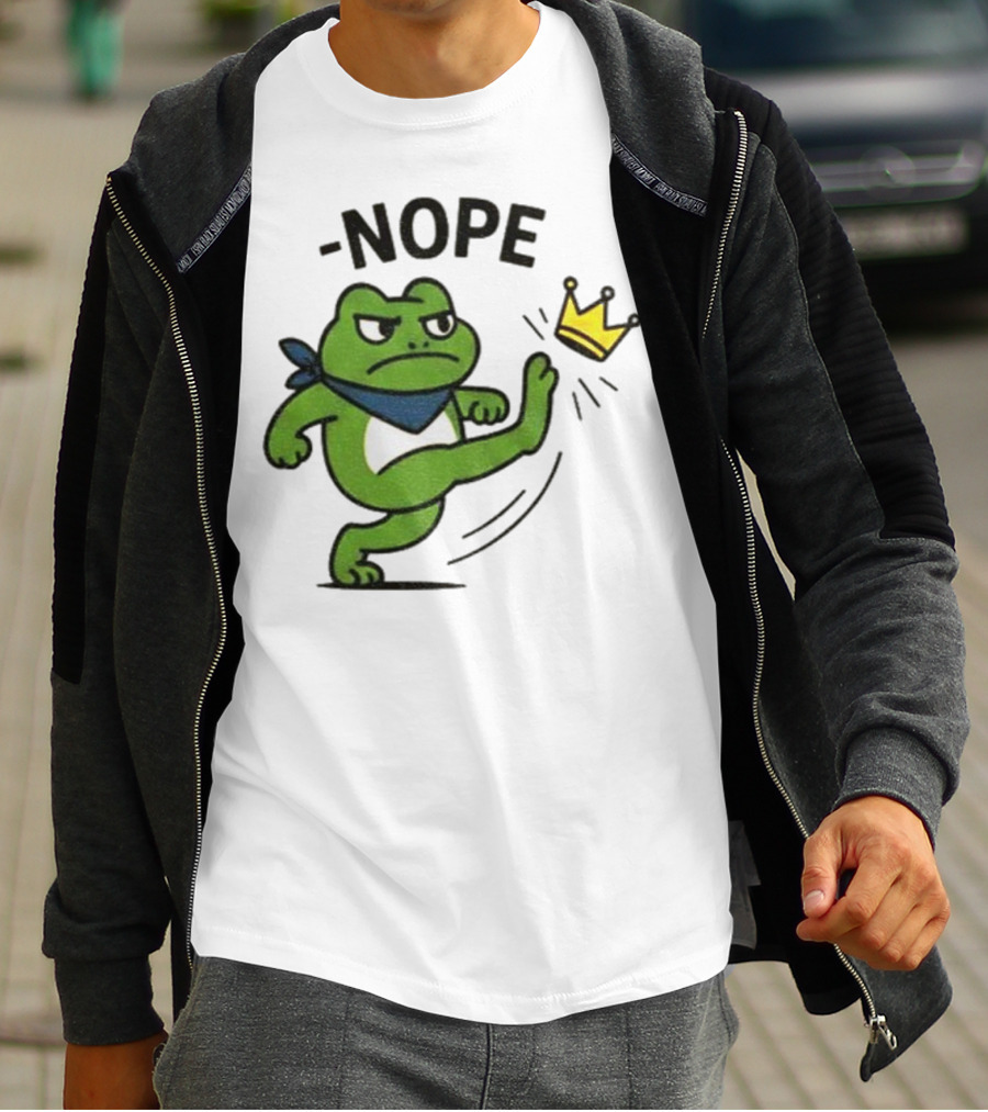 Portland Frog Nope Kicking Crown Political Meme T-Shirt