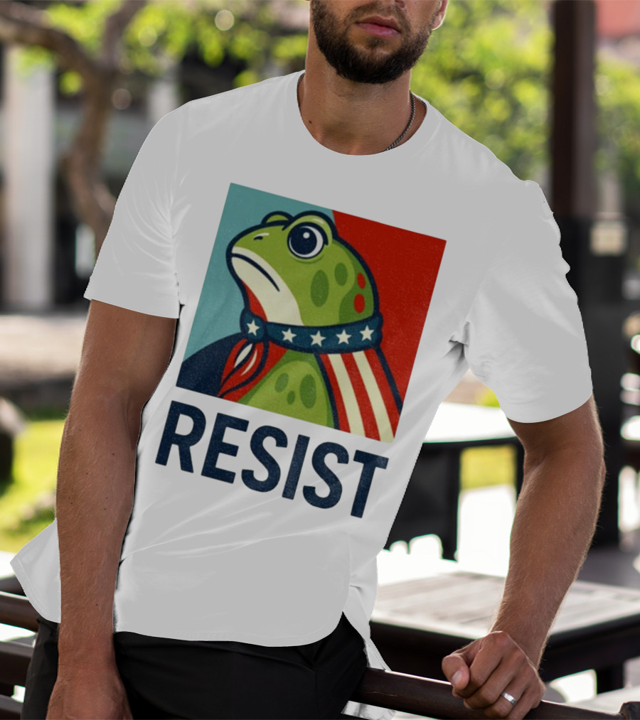 Resist Portland Frog Patriotic Stars And Stripes Retro Art T-Shirt