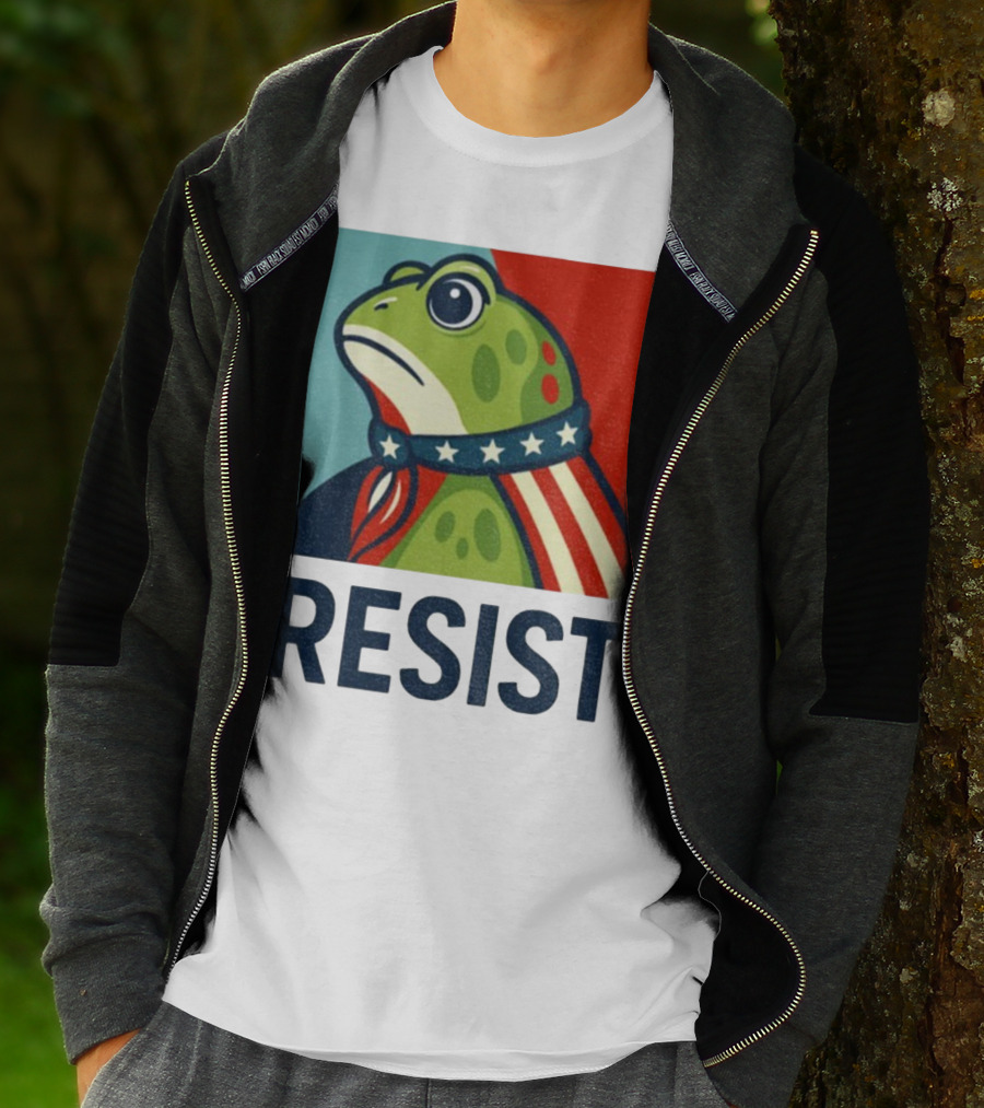 Resist Portland Frog Patriotic Stars And Stripes Retro Art T-Shirt