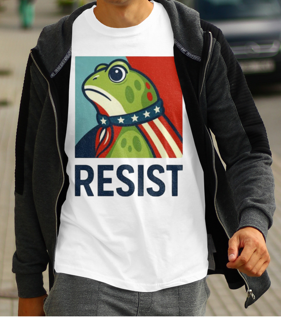 Resist Portland Frog Patriotic Stars And Stripes Retro Art T-Shirt