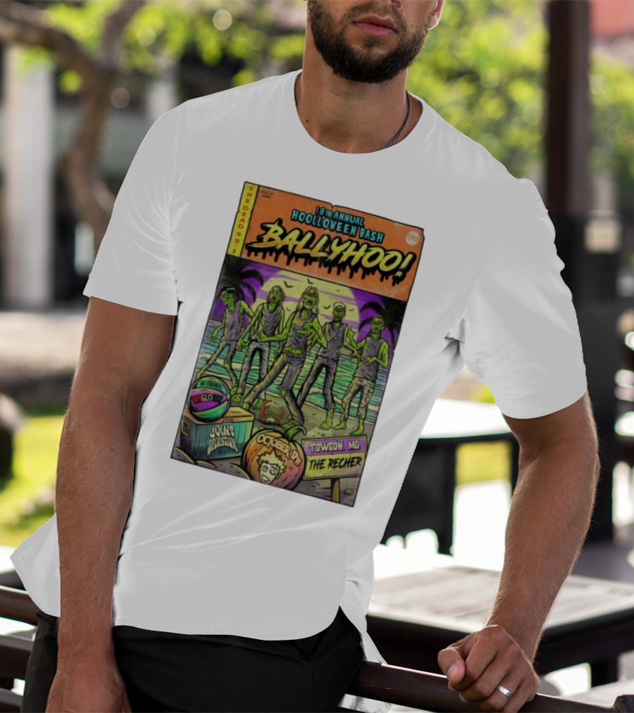 18th Annual Hoolloween Bash Ballyhoo October 17 2025 The Recher Towson MD Palm Trees Zombies T-Shirt
