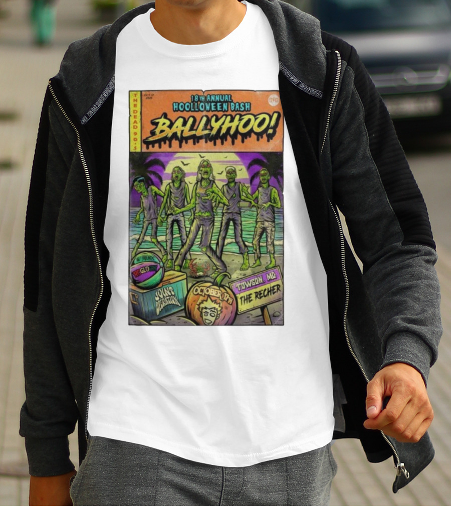 18th Annual Hoolloween Bash Ballyhoo October 17 2025 The Recher Towson MD Palm Trees Zombies T-Shirt