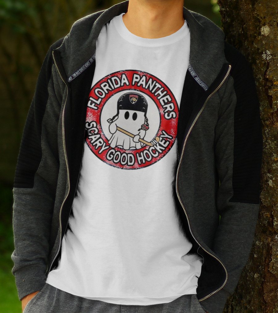 Florida Panthers Scary Good Hockey Ghost With Stick And Helmet T-Shirt