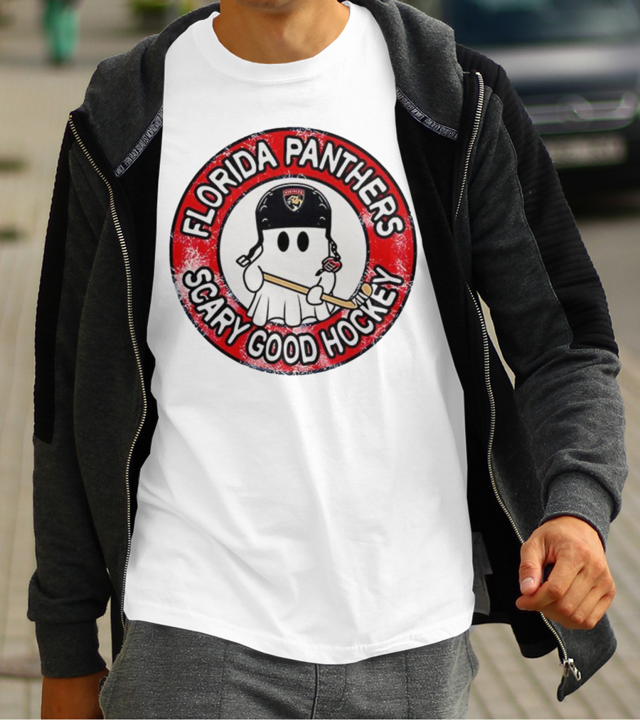 Florida Panthers Scary Good Hockey Ghost With Stick And Helmet T-Shirt