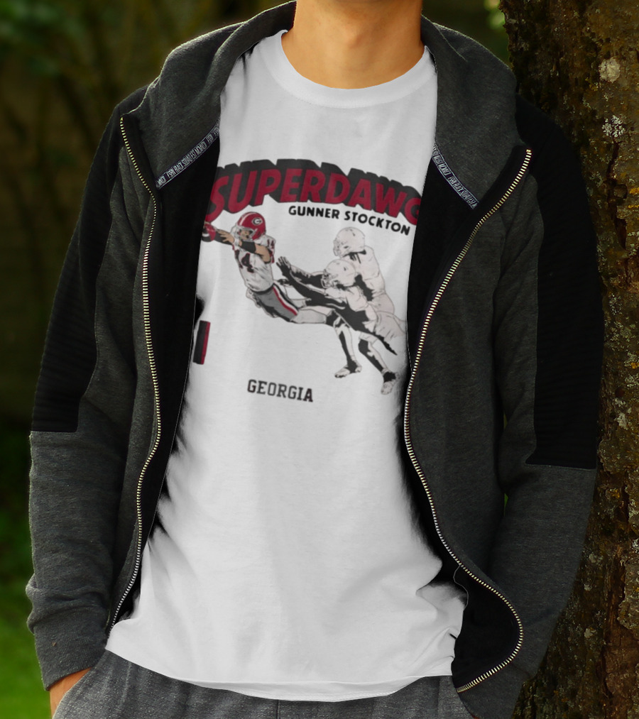 SuperDawg Gunner Stockton Georgia Football Player Action T-Shirt