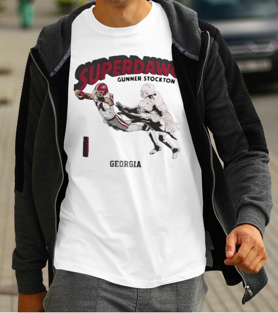 SuperDawg Gunner Stockton Georgia Football Player Action T-Shirt
