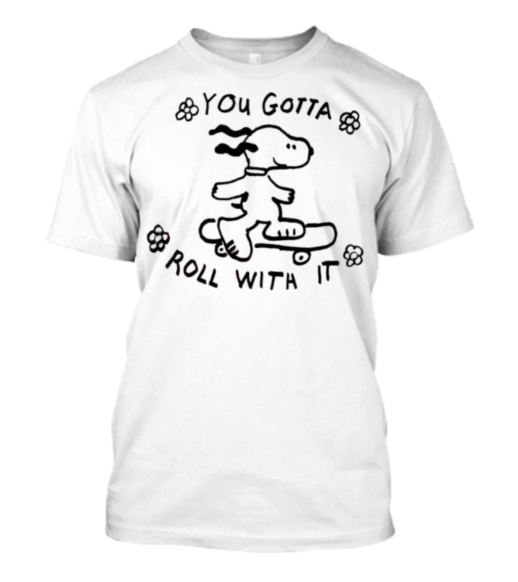 Snoopy You Gotta Roll With It Skateboarding Peanuts T-Shirt