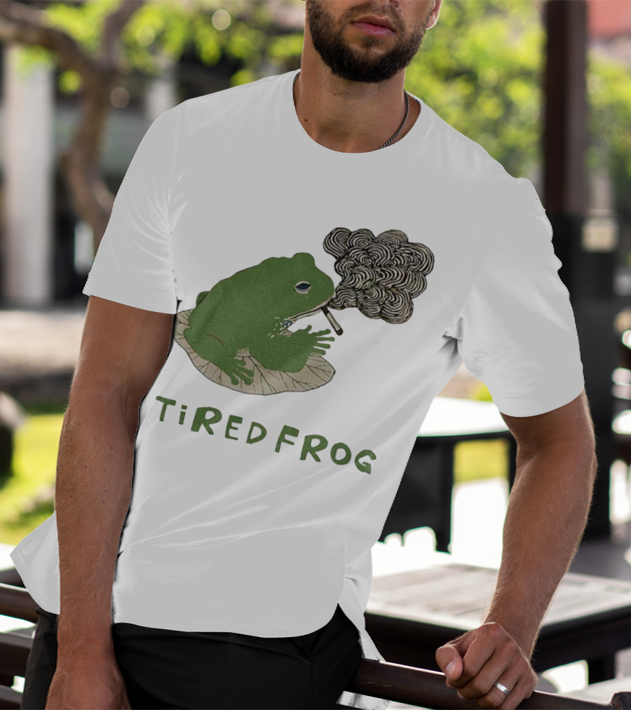 Tired Frog Smoking Meme Japanese Style Smoking Frog T-Shirt