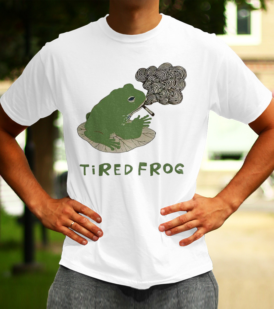 Tired Frog Smoking Meme Japanese Style Smoking Frog T-Shirt