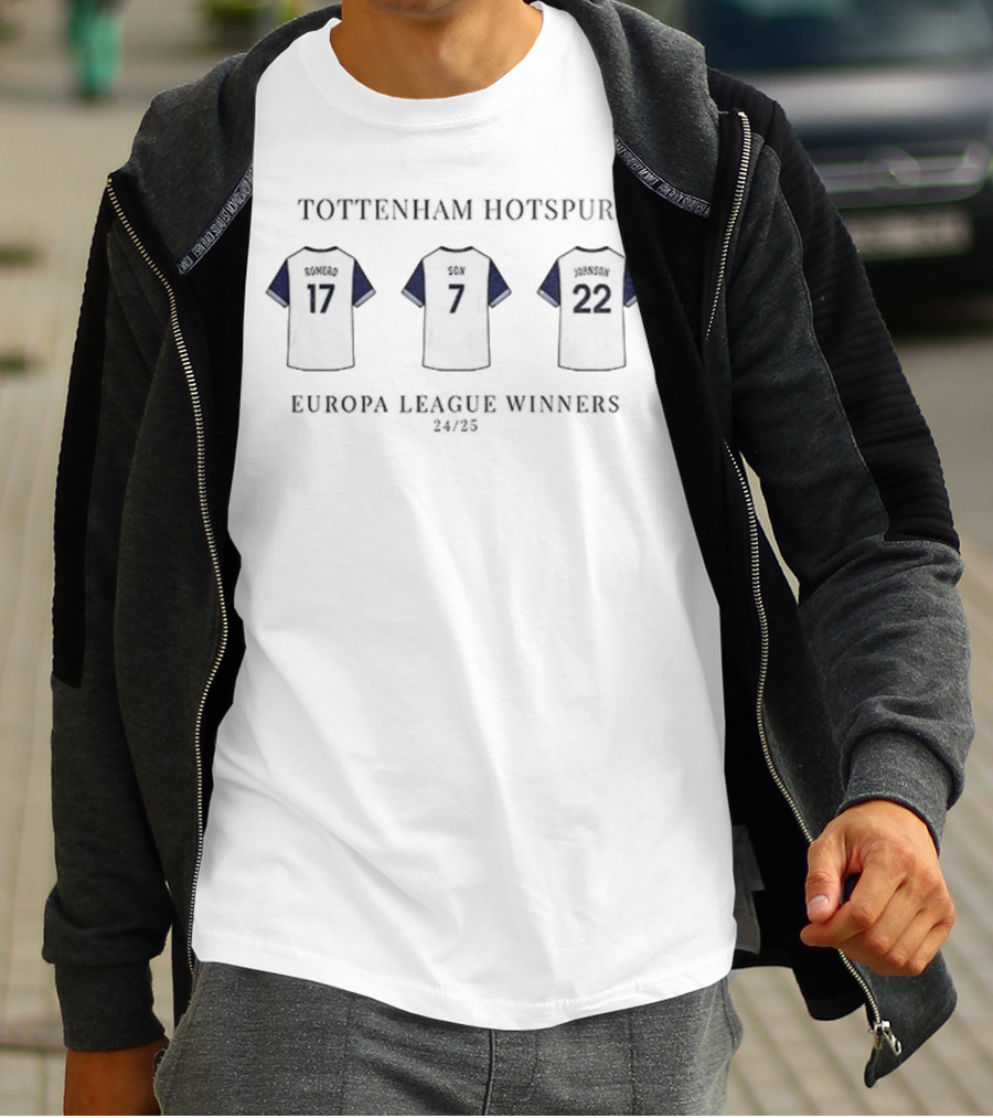 Tottenham Hotspur F.C Europa League Winners 24 25 Romero Son Johnson T-Shirt