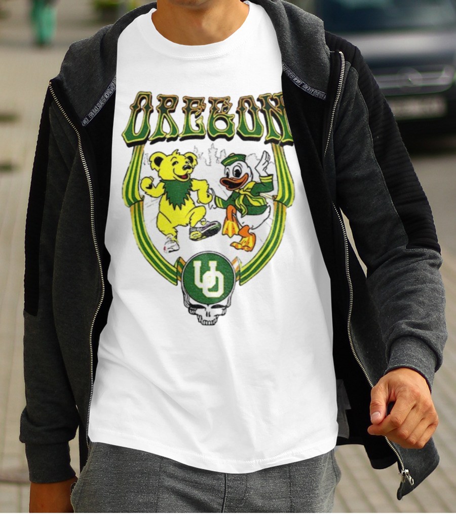 Oregon Ducks Grateful Dead Dancing Bear X Donald Duck Collaboration T-Shirt