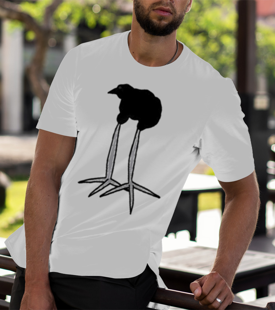 Zasha Charcoal Raven Bird Long Legs T-Shirt