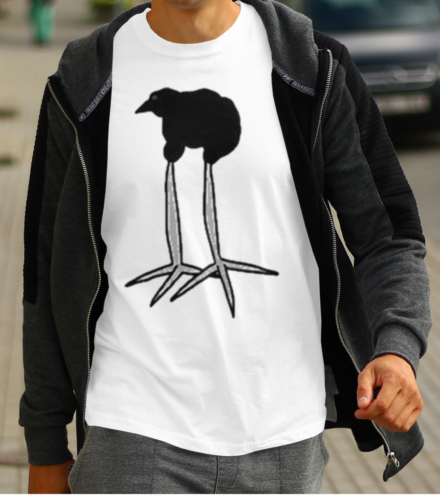 Zasha Charcoal Raven Bird Long Legs T-Shirt