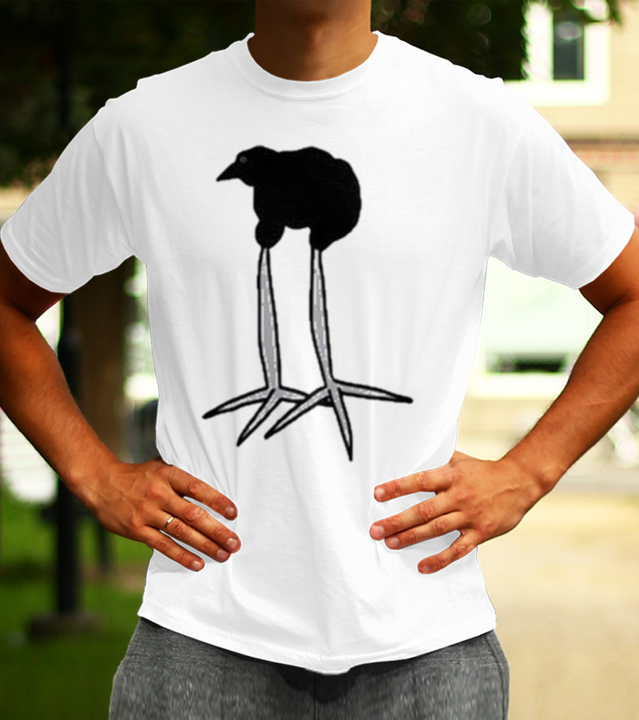 Zasha Charcoal Raven Bird Long Legs T-Shirt