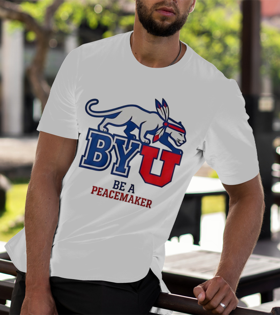 BYU Be A Peacemaker Cougar Logo T-Shirt