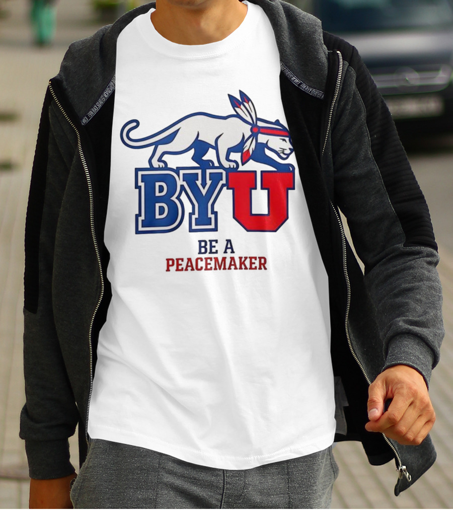 BYU Be A Peacemaker Cougar Logo T-Shirt