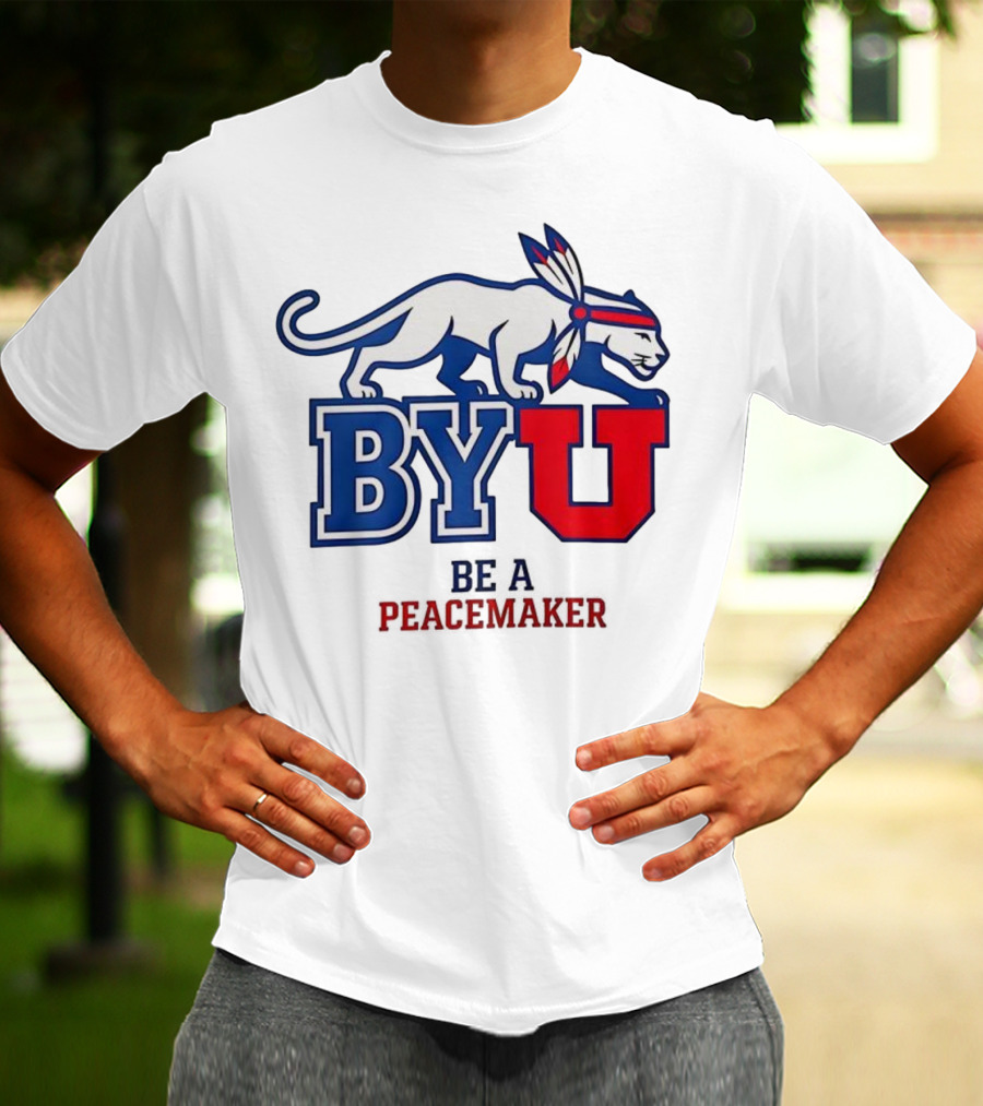 BYU Be A Peacemaker Cougar Logo T-Shirt