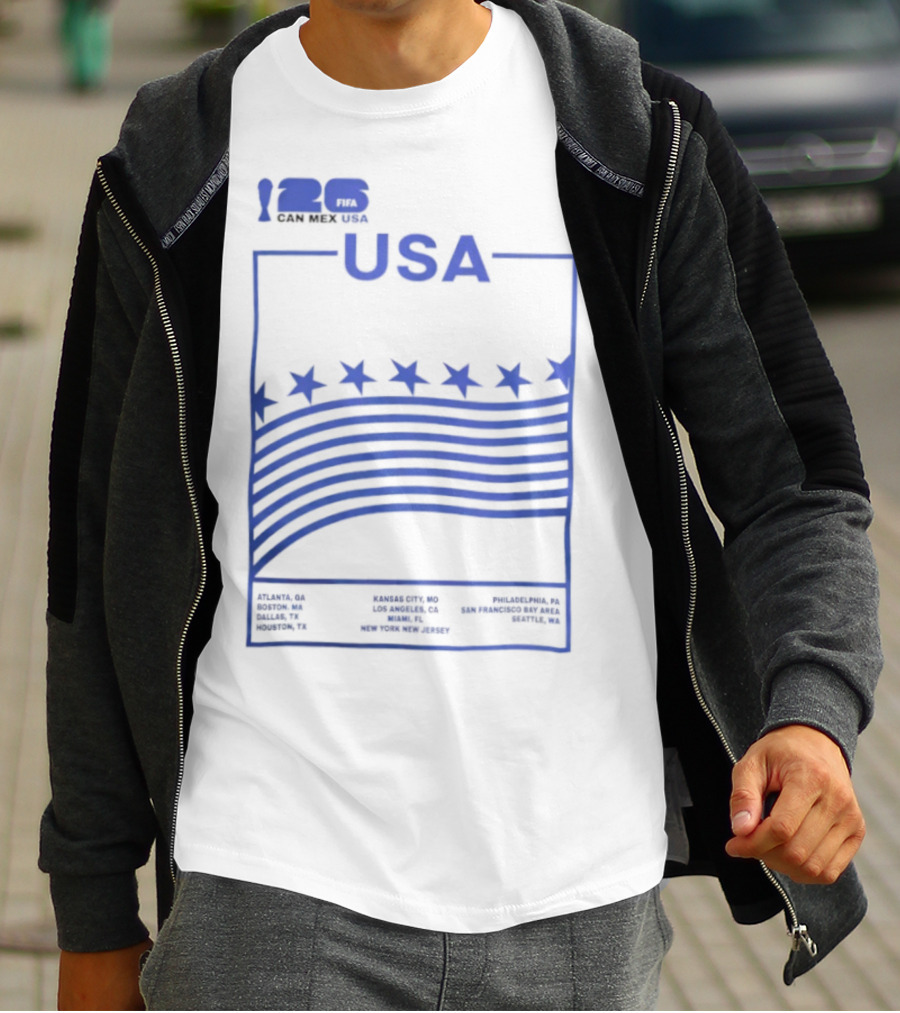 FIFA World Cup 2026 Host USA CAN MEX Stars Flags T-Shirt