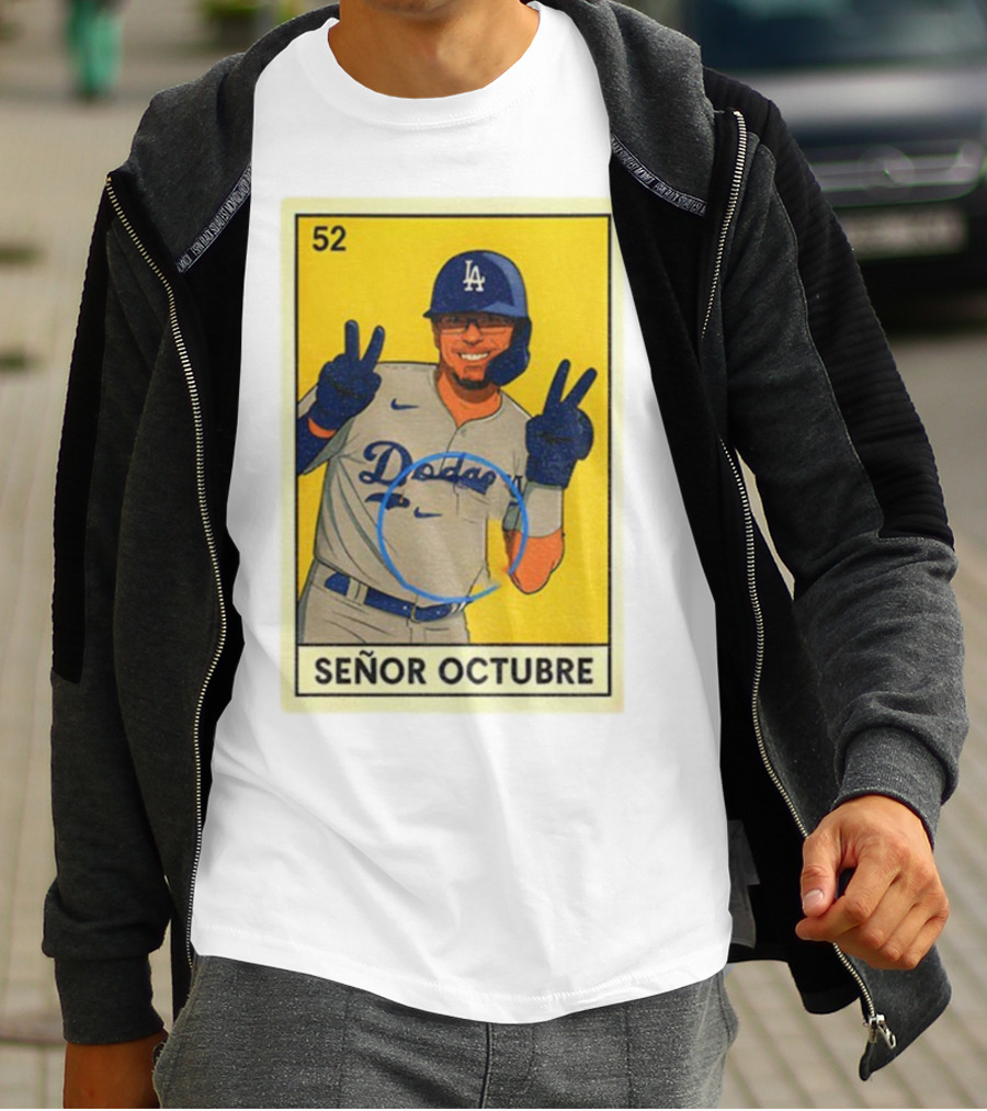Señor Octubre Los Angeles Dodgers Kike Hernandez 52 MLB Baseball Card T-Shirt