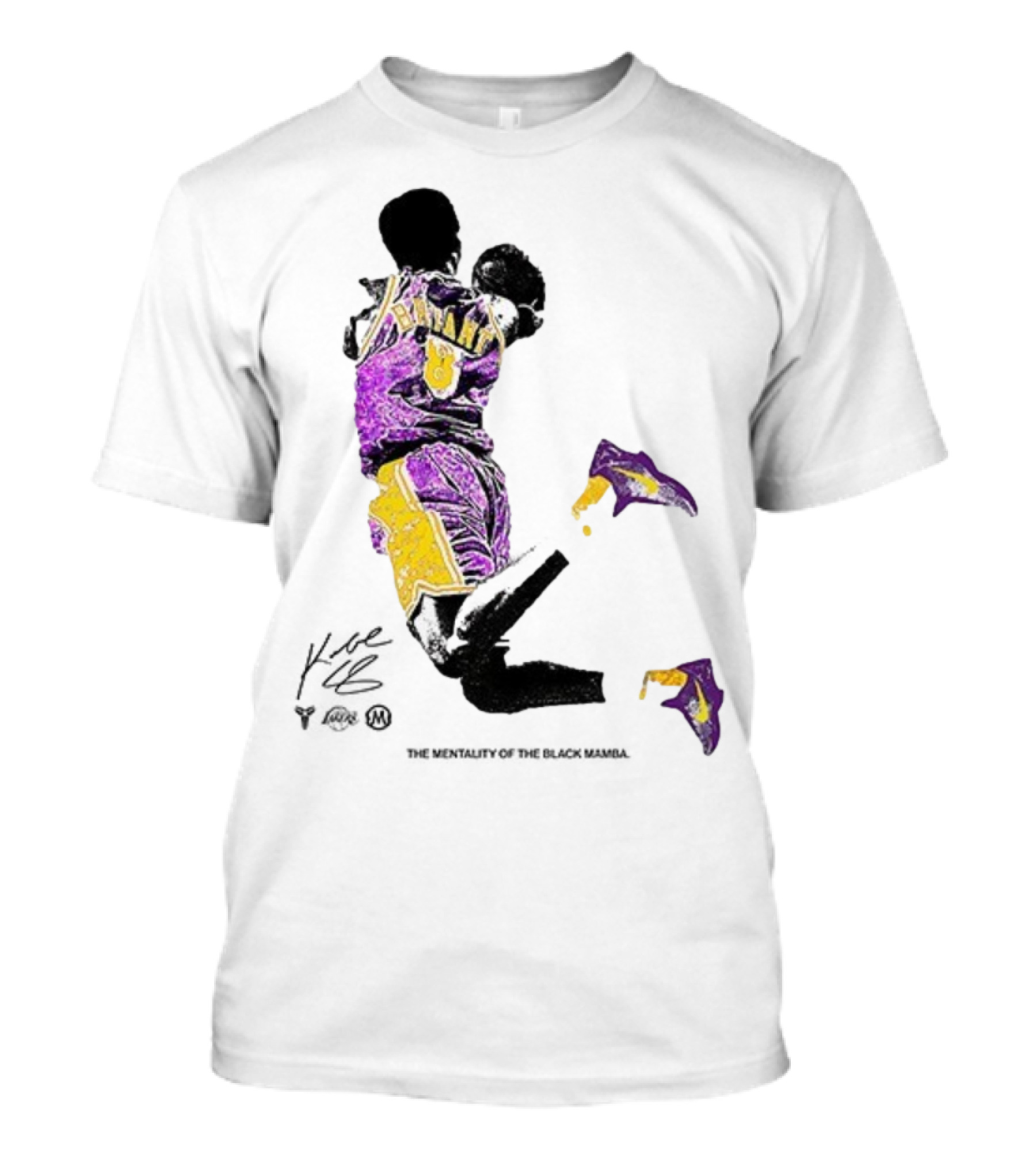 Los Angeles Lakers Kobe Bryant Black Mamba Mentality Purple Gold Signature 8 T-Shirt