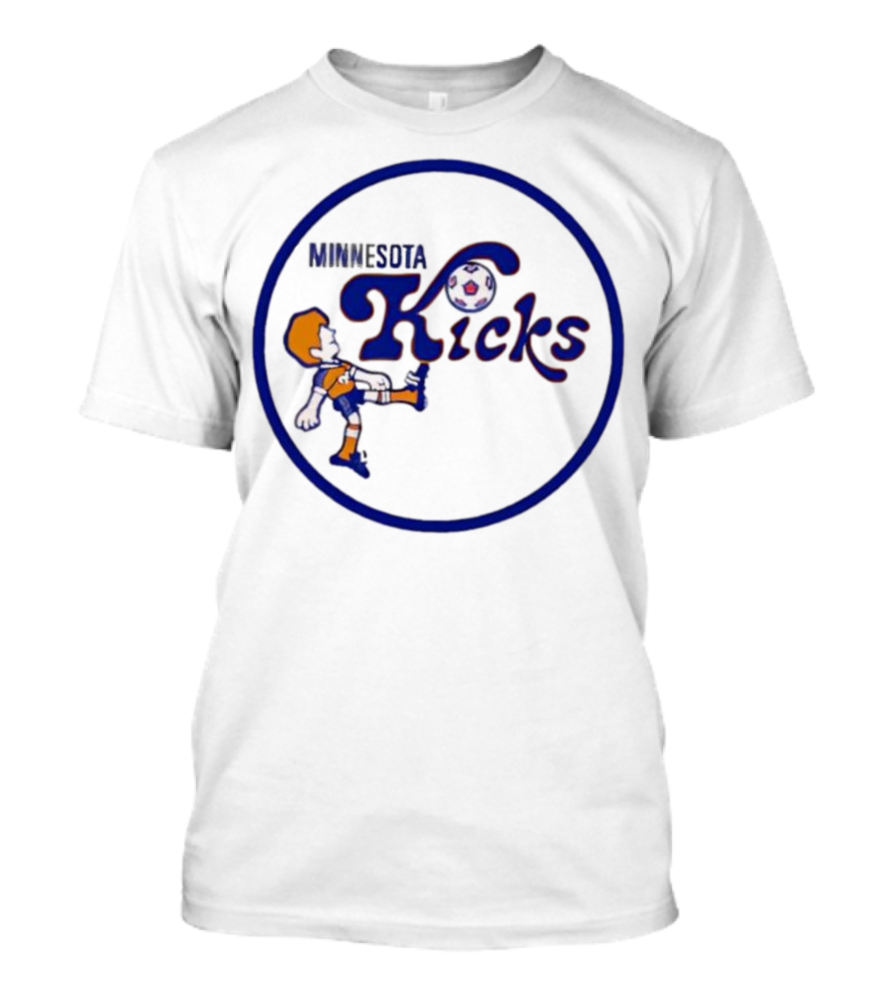 Minnesota Kicks Soccer Cartoon Player Retro Style T-Shirt