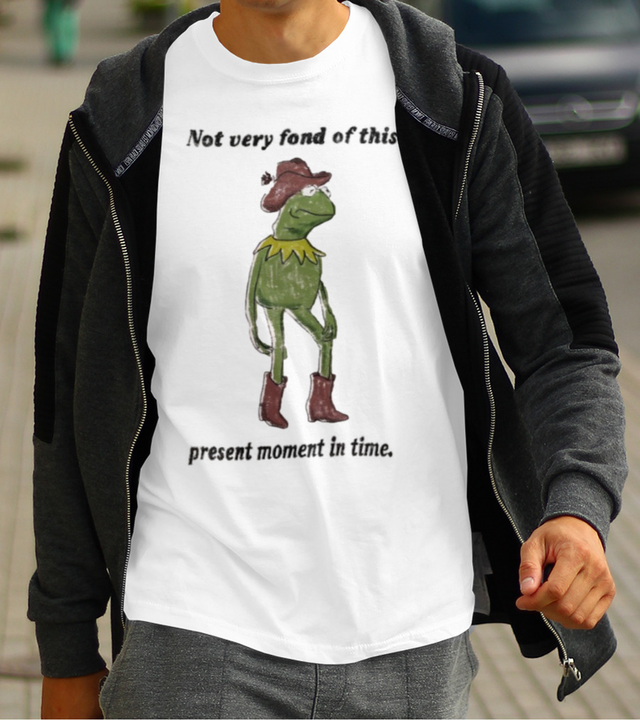 Not Very Fond Of This Present Moment In Time Frog Cowboy Boots Hat T-Shirt
