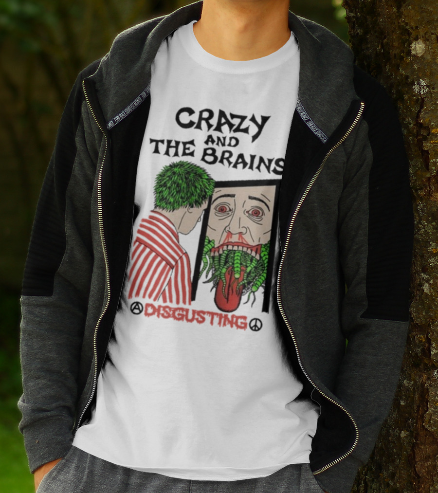 Crazy And The Brains Disgusting Peace Comic Style Face And Green Hair T-Shirt