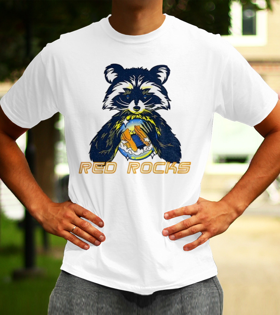 Red Rocks Raccoon Crystal Ball Graphic Tee T-Shirt