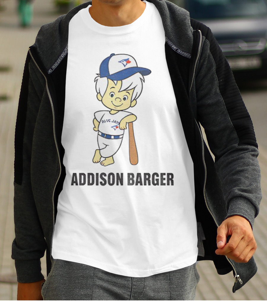 Toronto Blue Jays Addison Barger Illustration With Bat And Cap T-Shirt