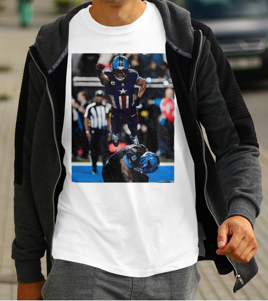 Detroit Lions Amon Ra St Brown Jahmyr Gibbs Captain America Spider-Man NFL Football T-Shirt