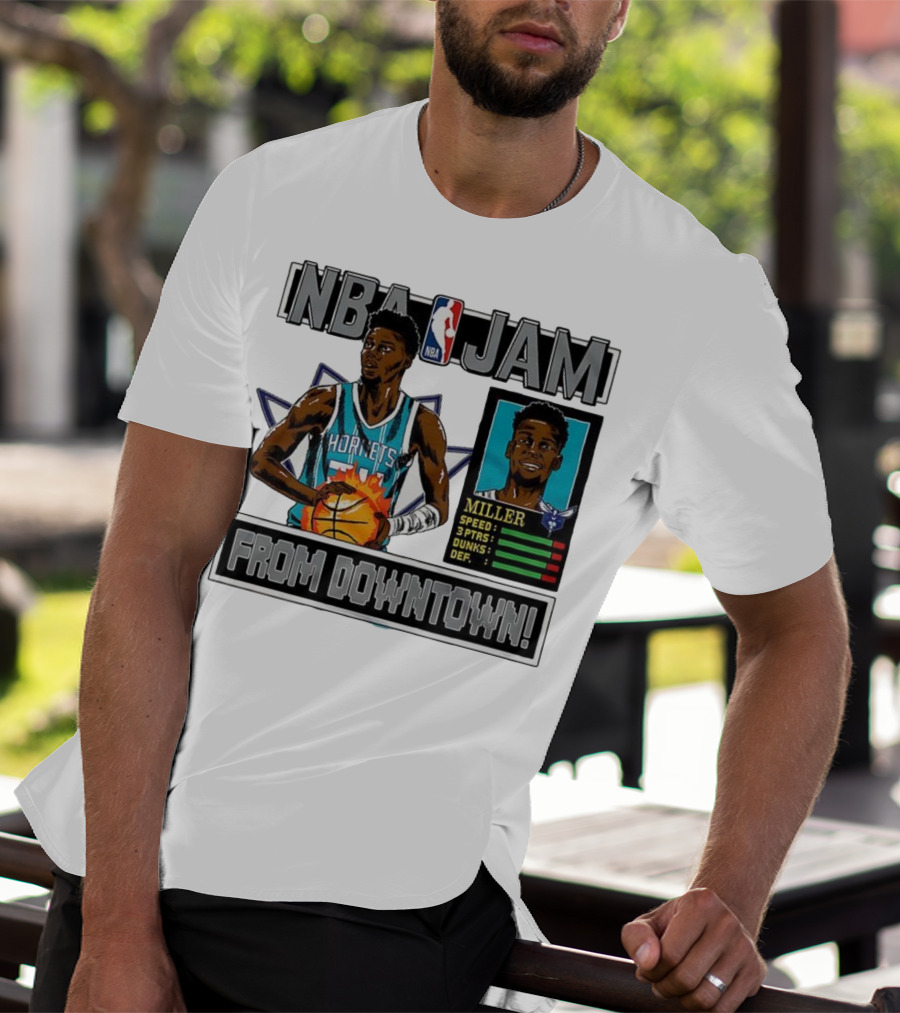NBA Jam Brandon Miller Charlotte Hornets From Downtown Classic Video Game T-Shirt