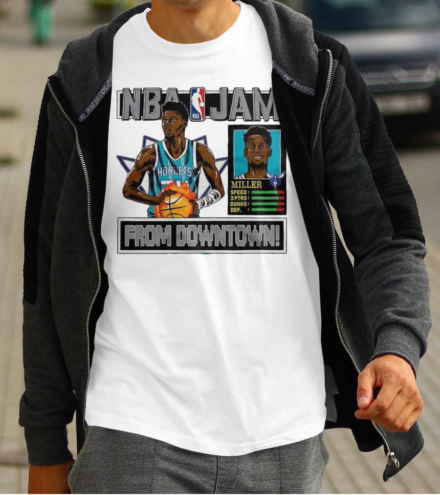 NBA Jam Brandon Miller Charlotte Hornets From Downtown Classic Video Game T-Shirt