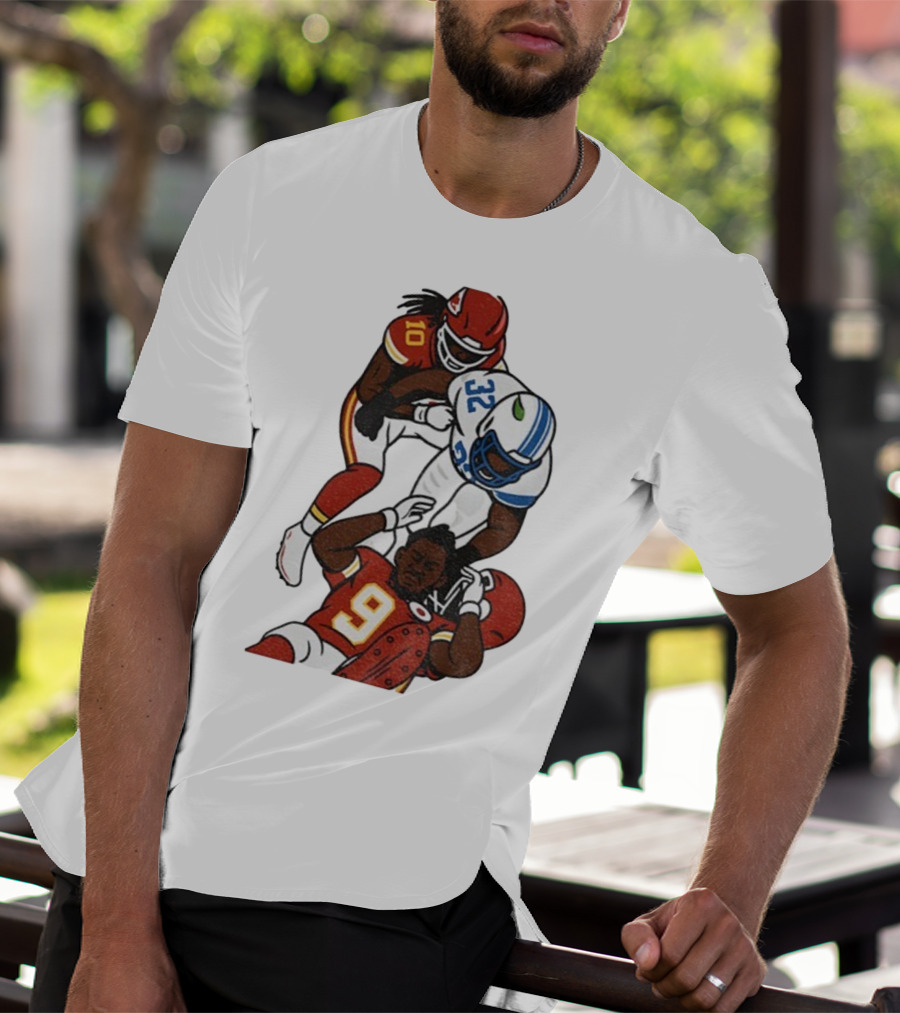Brian Branch Tackle On Juju Smith-Schuster Detroit Lions Chiefs Football Art T-Shirt