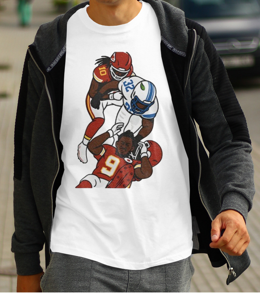Brian Branch Tackle On Juju Smith-Schuster Detroit Lions Chiefs Football Art T-Shirt