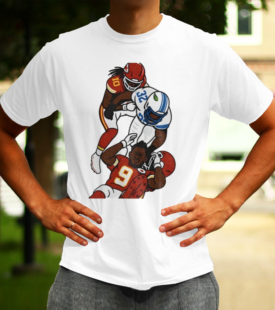 Brian Branch Tackle On Juju Smith-Schuster Detroit Lions Chiefs Football Art T-Shirt