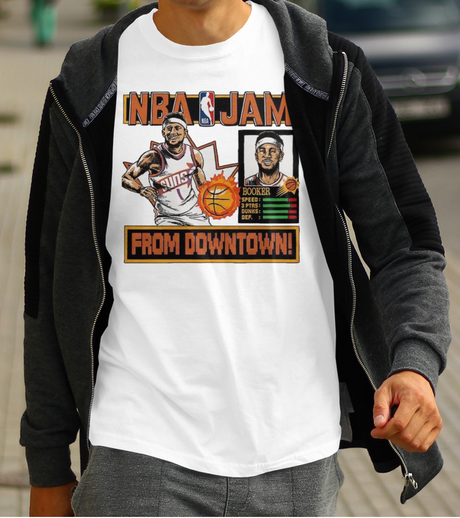 NBA Jam Devin Booker Suns From Downtown Classic Video Game T-Shirt