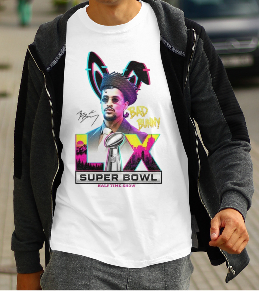 Bad Bunny Super Bowl LVI Halftime Show Signature NFL Icon T-Shirt