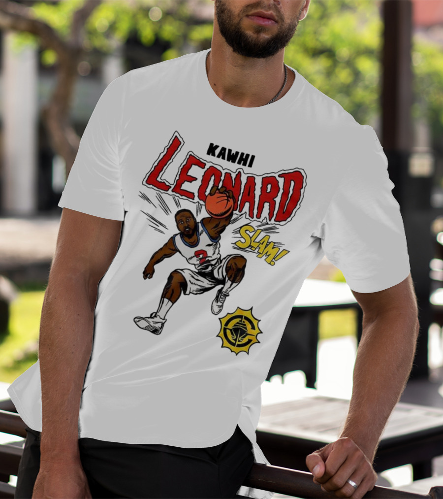 Kawhi Leonard Clippers Slam Comic Book Style Dunk Action T-Shirt