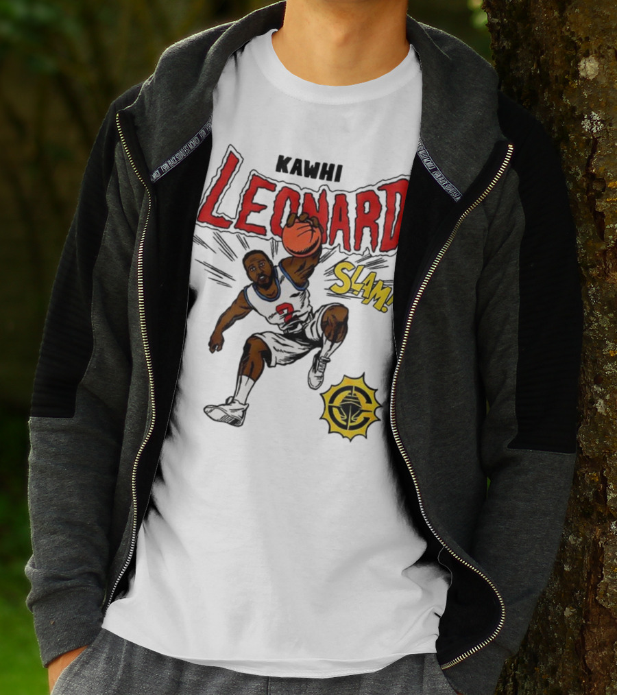 Kawhi Leonard Clippers Slam Comic Book Style Dunk Action T-Shirt
