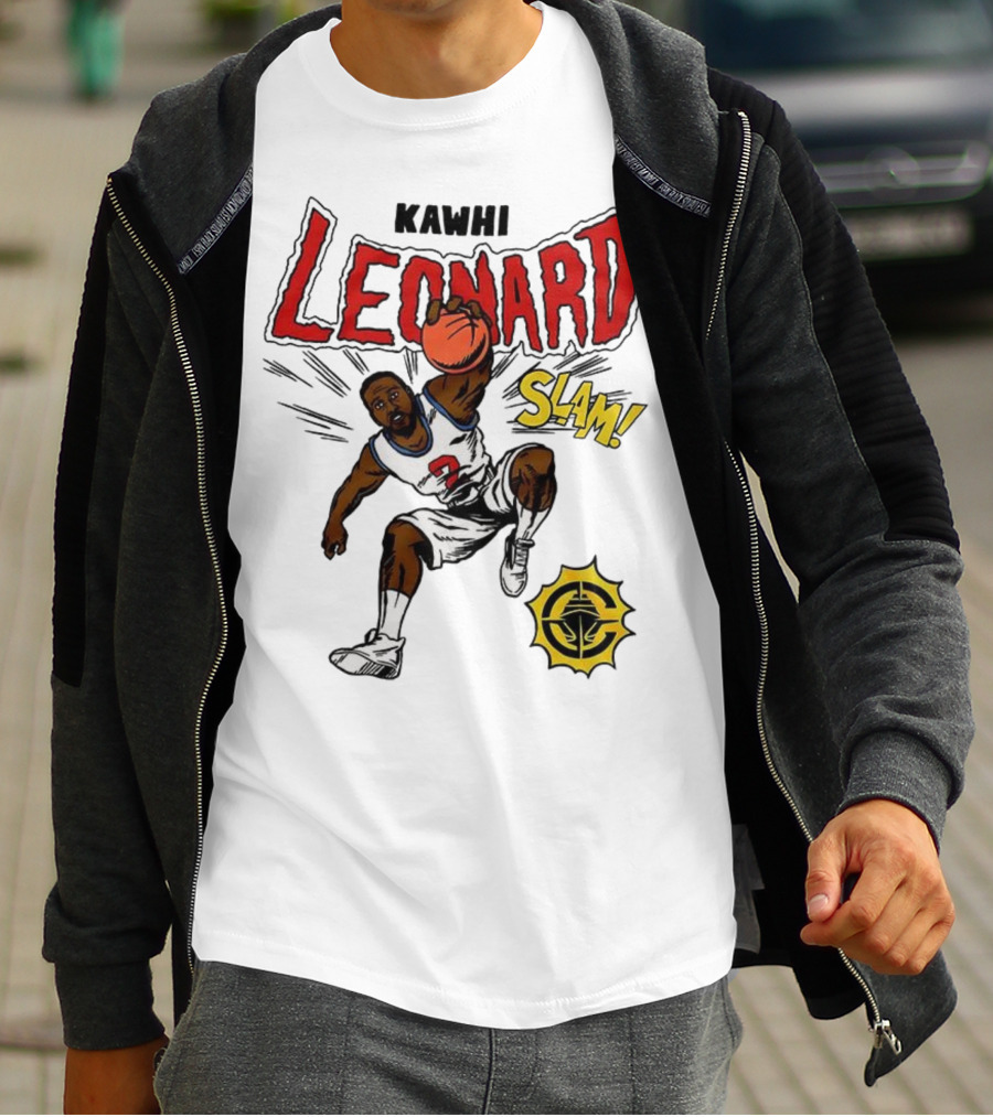 Kawhi Leonard Clippers Slam Comic Book Style Dunk Action T-Shirt