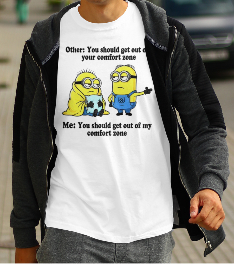 Minion Comfort Zone Quote With Blanket And Pajamas T-Shirt