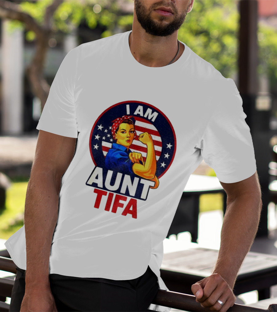 I Am Aunt Tifa Feminist Vintage American Flag T-Shirt